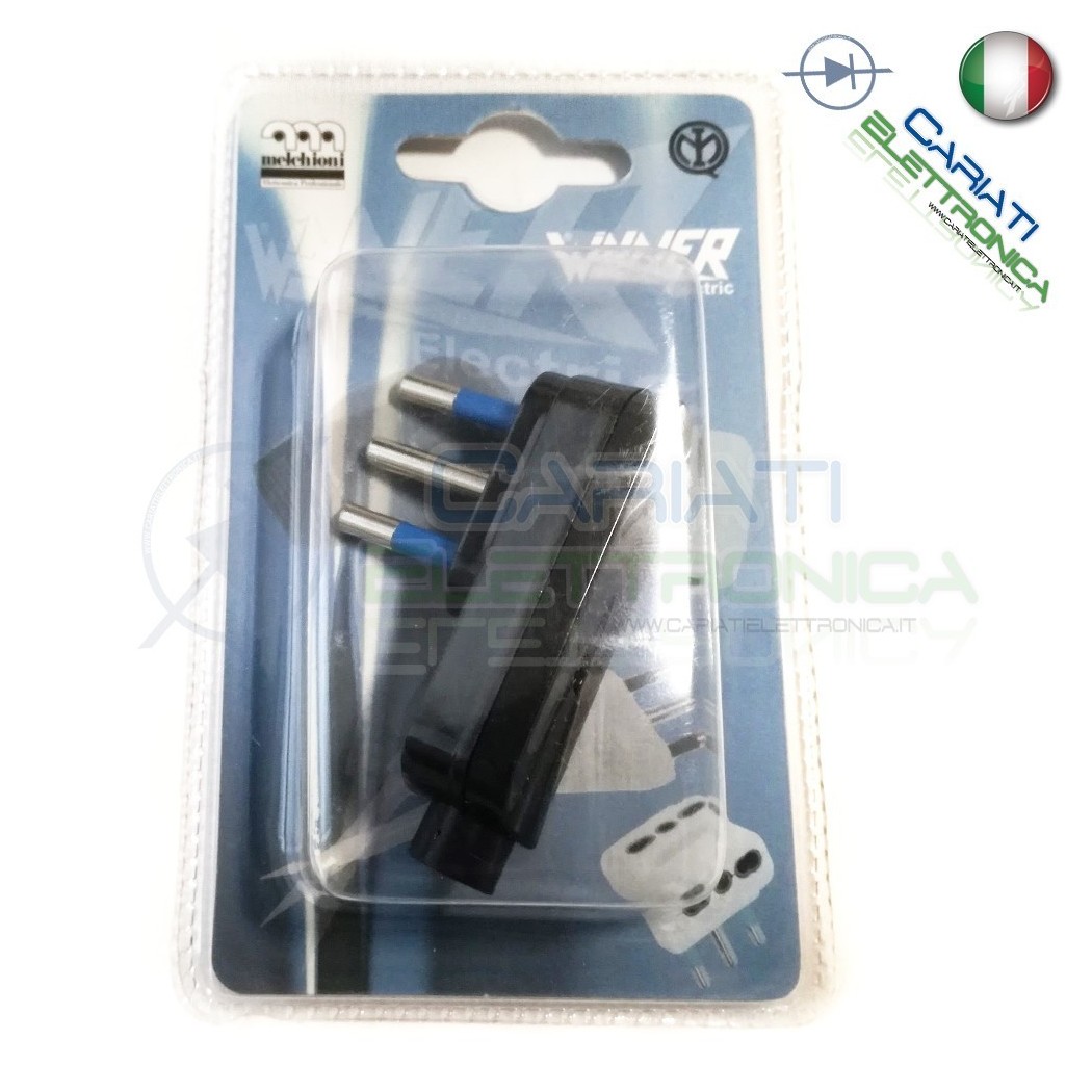 Spina elettrica volante 250Vac 3P 10A 90° gradi IMQ Nera