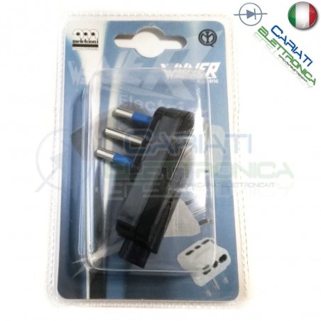 Spina elettrica volante 250Vac 3P 10A 90° gradi IMQ Nera