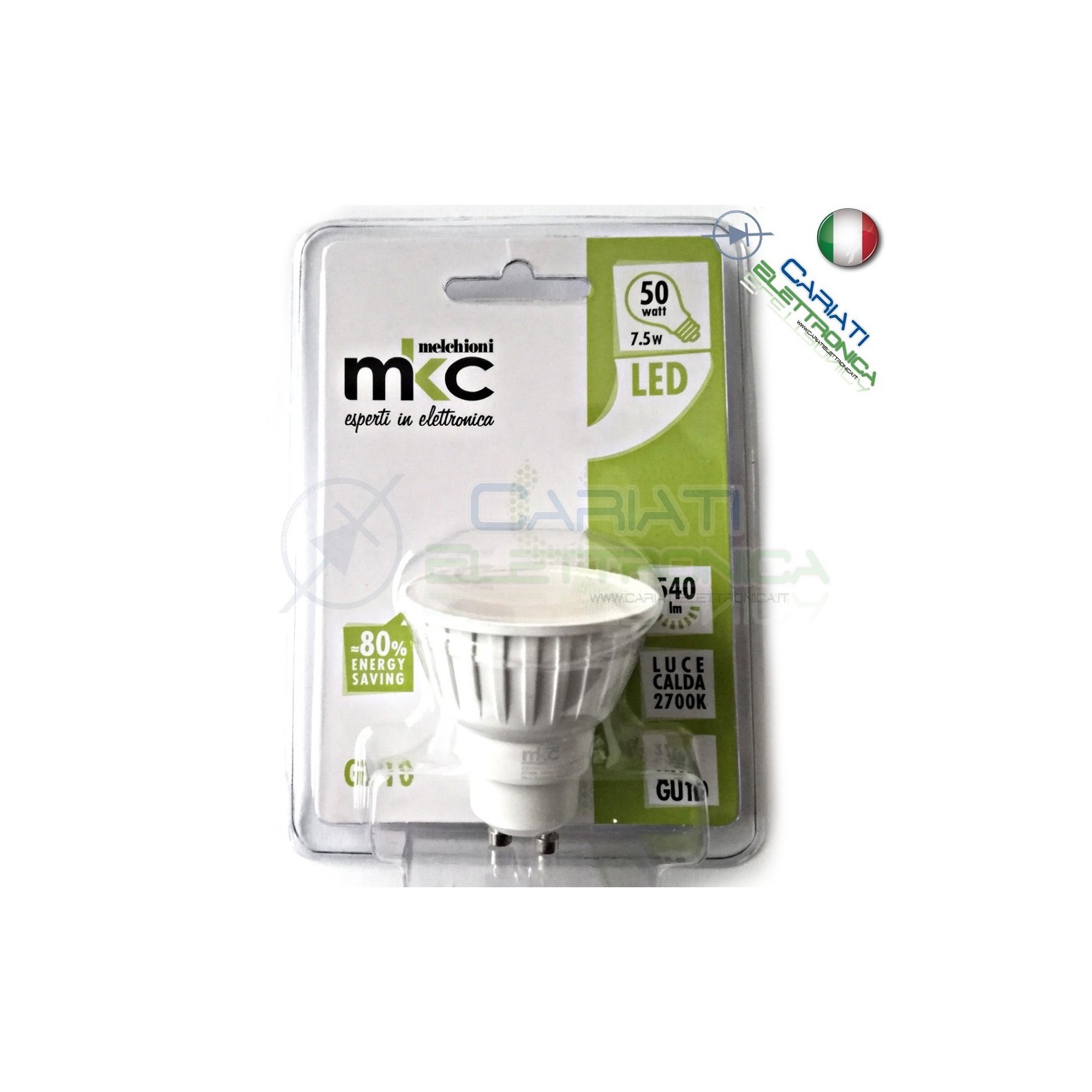Lampada Lampadina Faretto Luce LED GU10 230V 7,5W BIANCO CALDO 2700k 540Lm