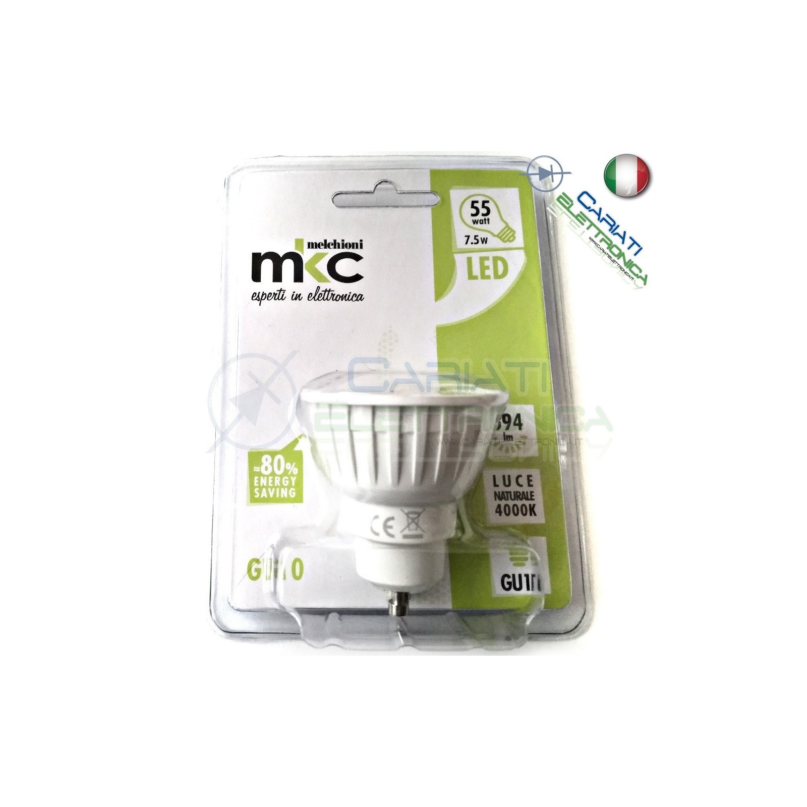 Lampada Lampadina Faretto Luce LED GU10 230V 7,5W BIANCO NEUTRO 4000k 594Lm