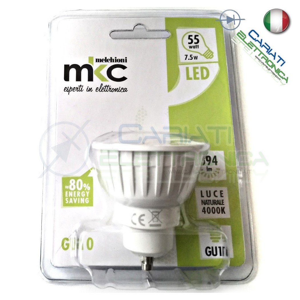 Lampada Lampadina Faretto Luce LED GU10 230V 7,5W BIANCO NEUTRO 4000k 594Lm