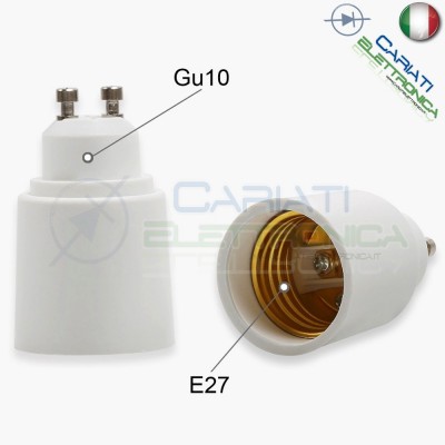 1 PEZZO PORTALAMPADA ADATTATORE DA ATTACCO MASCHIO GU10 A ATTACCO FEMMINA E27Generico