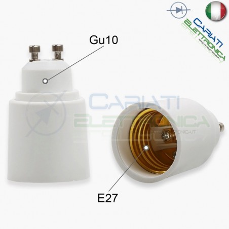 1 PEZZO PORTALAMPADA ADATTATORE DA ATTACCO MASCHIO GU10 A ATTACCO FEMMINA E27Generico