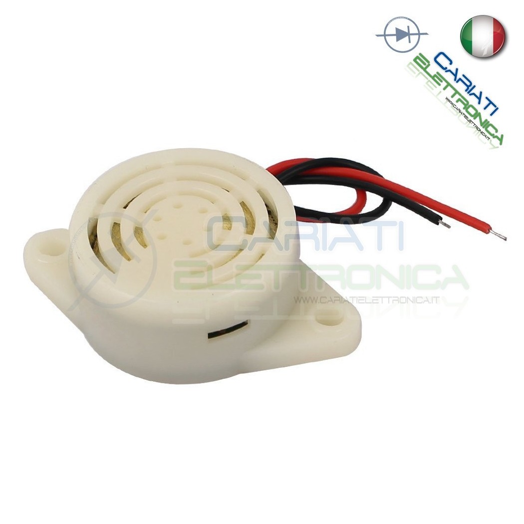 Buzzer Sound transducer piezo alarm 3V 5V 12V 24V DC continuous sound with built-in generatorGenerico