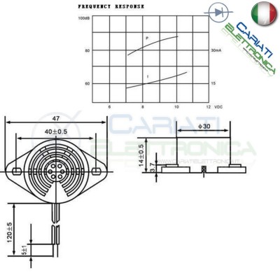 Cicalino Buzzer 3V 5V 12V 24V DC oscillatore integrato Diametro 30mm Generico