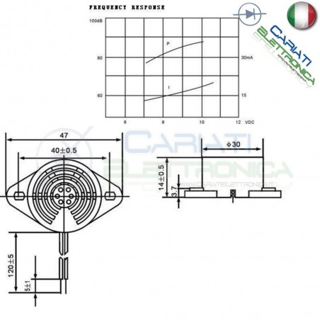 Cicalino Buzzer 3V 5V 12V 24V DC oscillatore integrato Diametro 30mm Generico