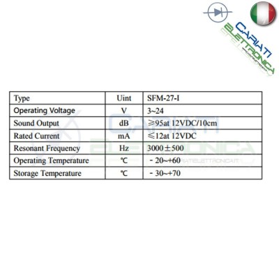 Cicalino Buzzer 3V 5V 12V 24V DC oscillatore integrato Diametro 30mm Generico