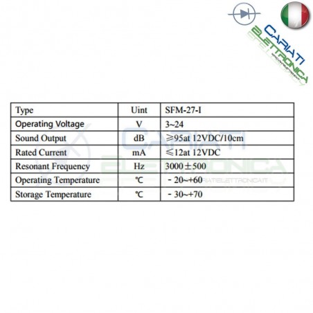 Cicalino Buzzer 3V 5V 12V 24V DC oscillatore integrato Diametro 30mm Generico