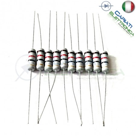 100 PEZZI RESISTENZE STRATO CARBONE 1W 1 WATT 5%