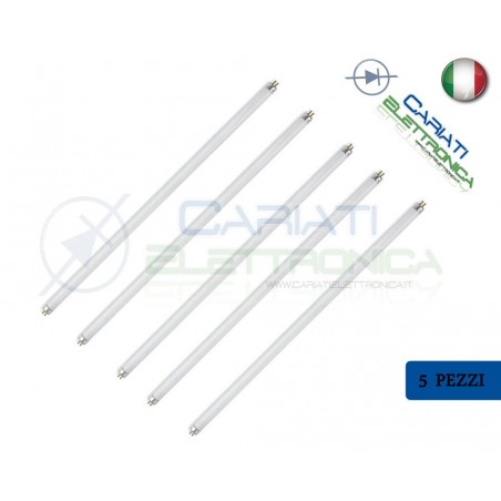 5 PEZZI NEON TUBO FLUORESCENZA T4 8W 4000k 230V