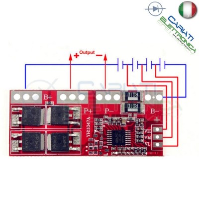 Circuito di protezione per 4 batterie 18650 Litio PCB battery 14.4V 14.8V 16.8V 15AGenerico