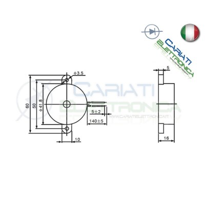 Cicalino Buzzer attivo suono continuo da 5V 12V 24V Oscillatore Integrato Diametro 42mm