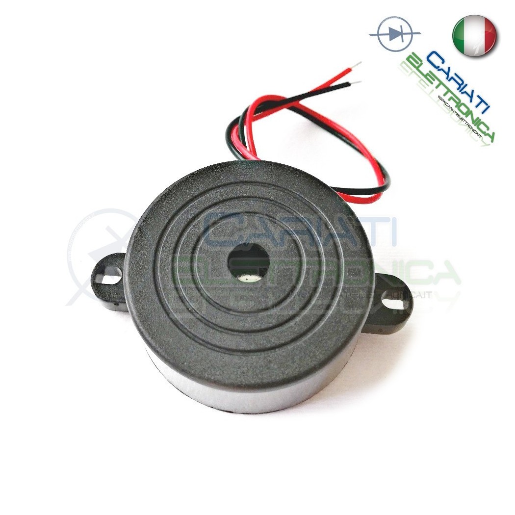 Cicalino Buzzer attivo suono continuo da 5V 12V 24V Oscillatore Integrato Diametro 42mm
