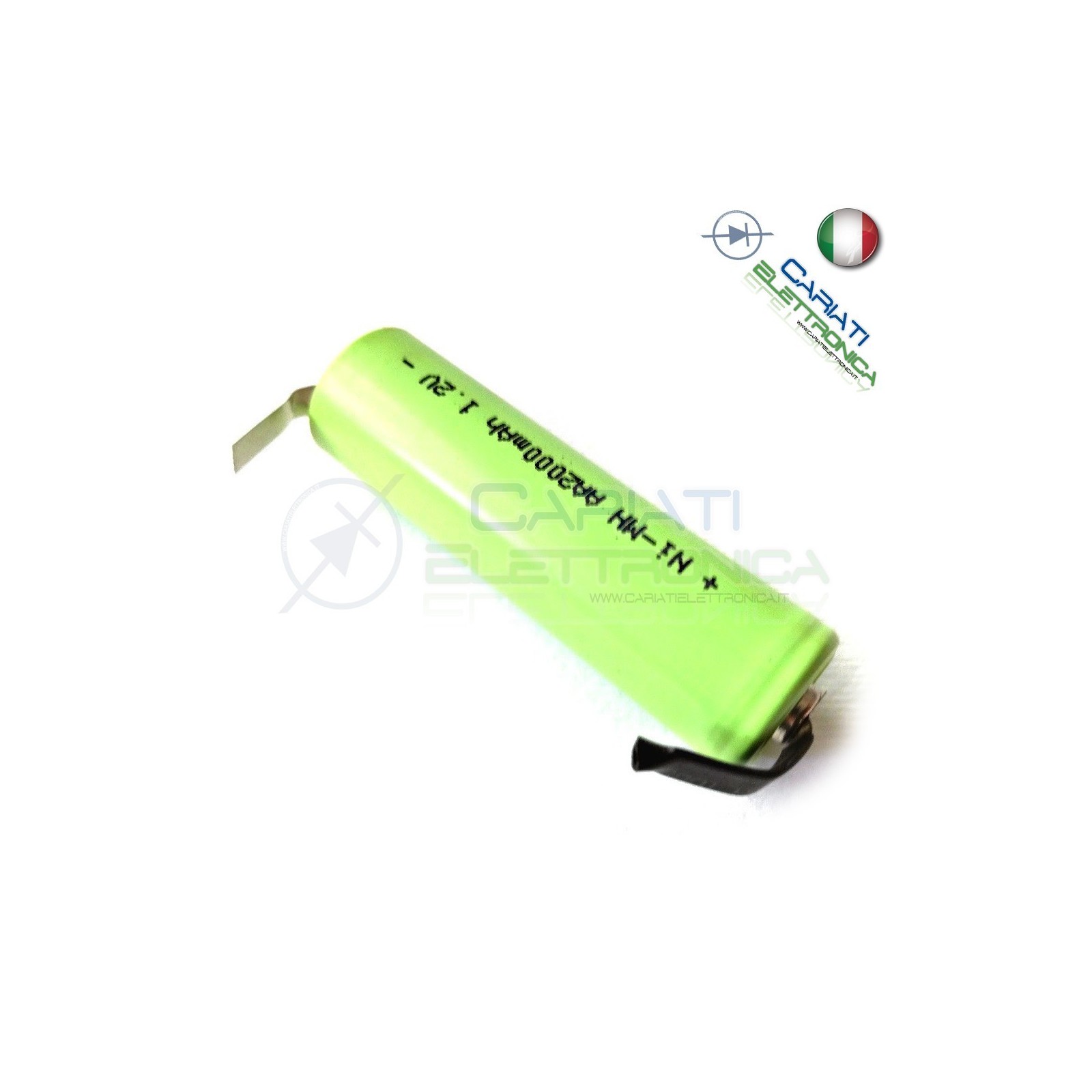 BATTERIA RICARICABILE AA STILO LR6 NI-MH 1,2V 2000mAh con terminale a saldareMKC