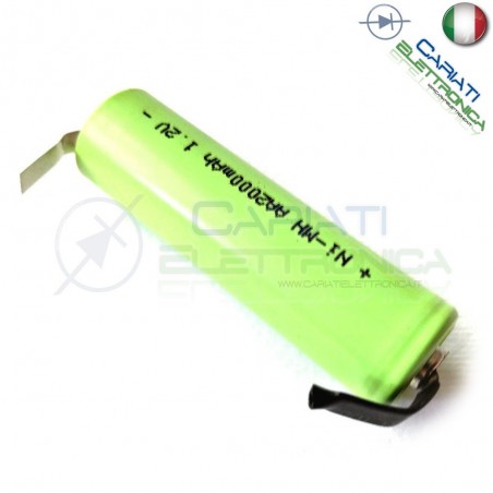 BATTERIA RICARICABILE AA STILO LR6 NI-MH 1,2V 2000mAh con terminale a saldareMKC