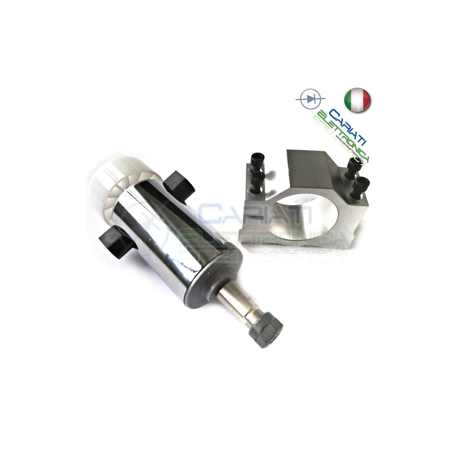 Motore con mandrino ER11 da 300W 12V/48V DC Spindle motor CON SUPPORTO