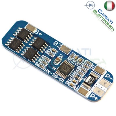 BMS Circuito di protezione per 3 batterie Litio Li-ion PCB battery 12.6V 5A Generico