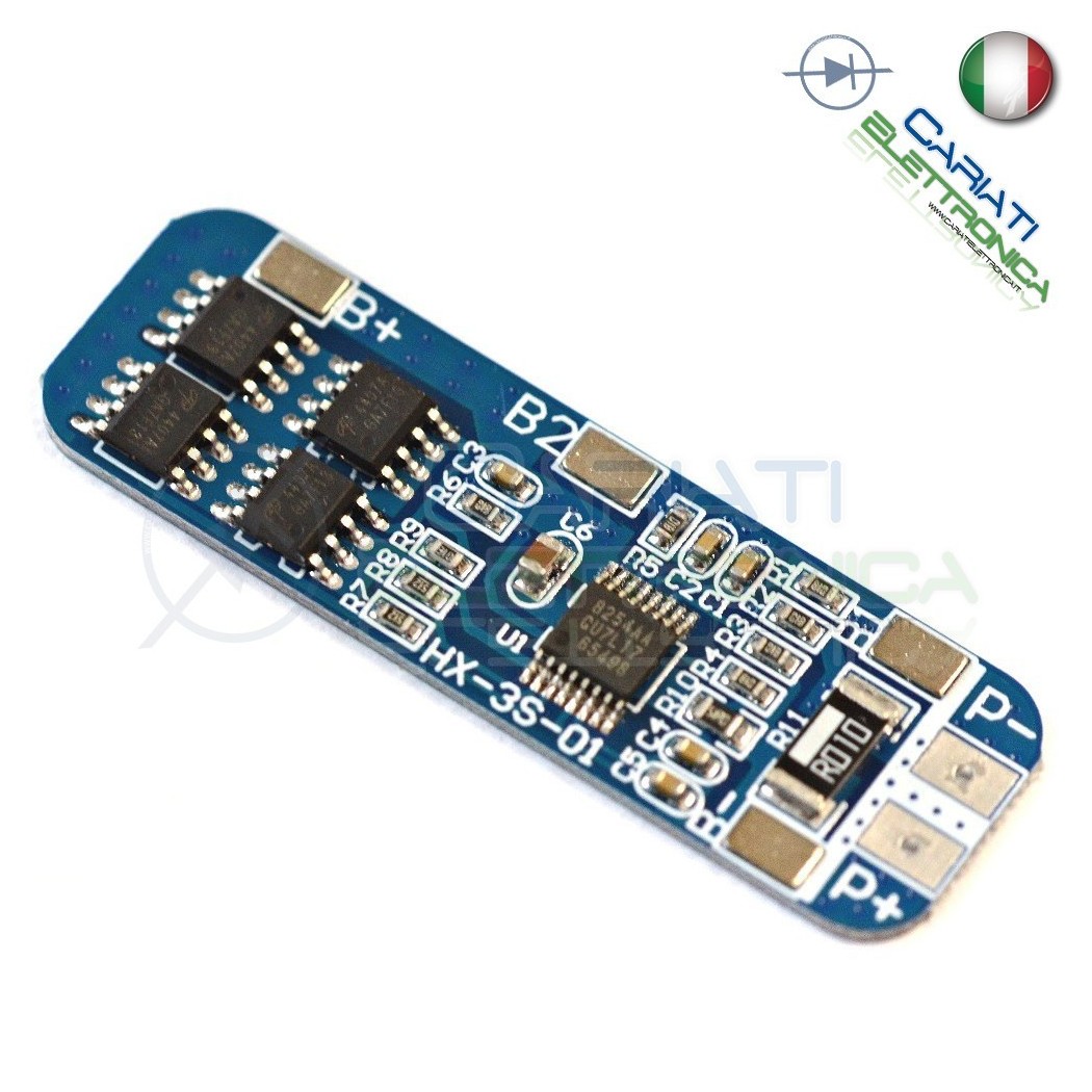 BMS Circuito di protezione per 3 batterie Litio Li-ion PCB battery 12.6V 5A Generico