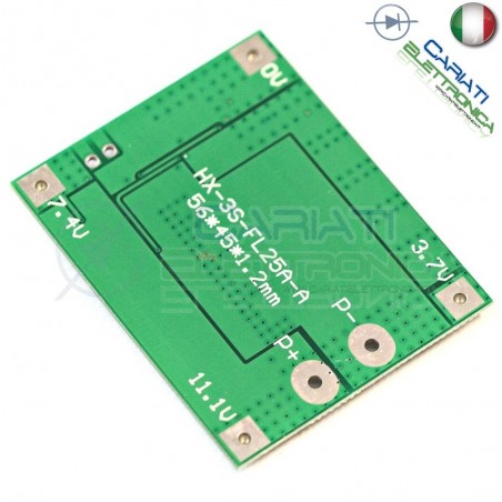 Bms 3 battery 18650 11.1V 25A for Litio Li-ion PCB batteryGenerico