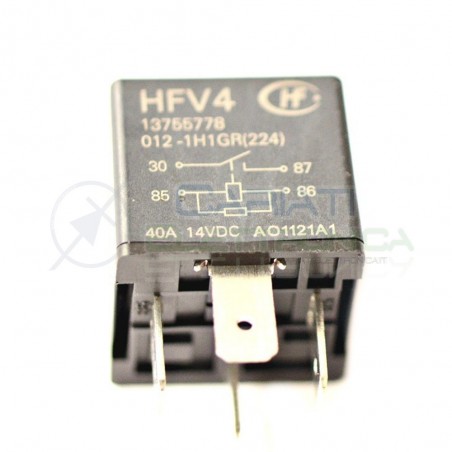 HFV4 Relè 12v 30A 40A Relay Auto Camper Universale 4 Contatti HONGFA RELAY