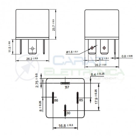 HFV4 Relè 12v 30A 40A Relay Auto Camper Universale 4 Contatti HONGFA RELAY