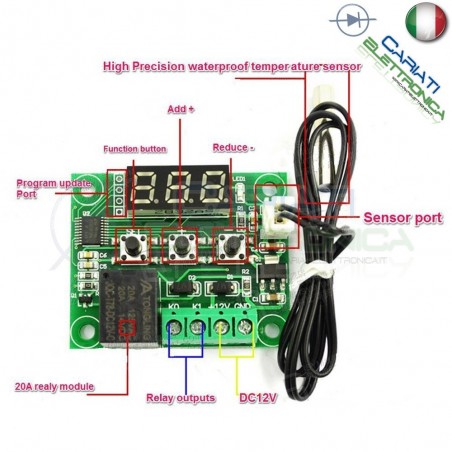 Modulo w1209 termostato digitale controllo di temperatura con sonda ntc e case