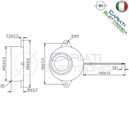 Sirena piezoelettrica 5-15V 12V con terminali a filo PS-583Q HITPOINTHitpoint