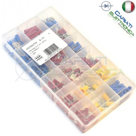 175 pezzi di Terminali per cavo 18 modelli Capicorda Forcelle Occhielli Faston