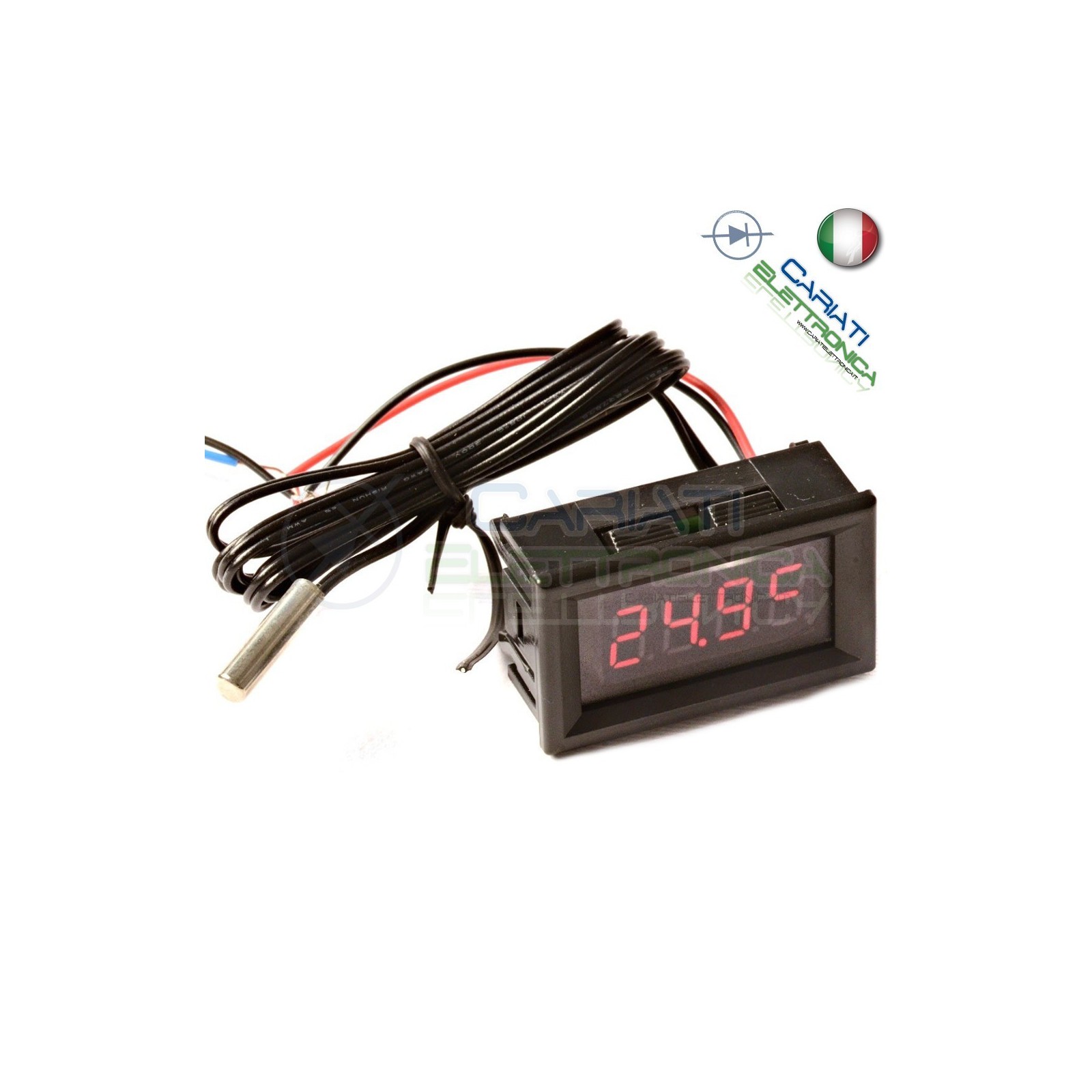 DISPLAY TERMOMETRO DIGITALE da PANNELLO LED ROSSO -20 a +100℃ NTC DC