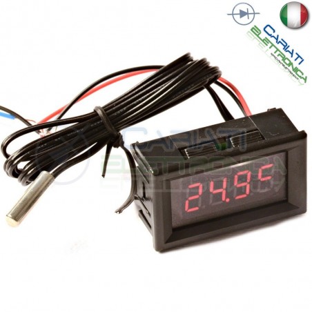 DISPLAY TERMOMETRO DIGITALE da PANNELLO LED ROSSO -20 a +100℃ NTC DC