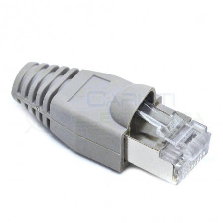 10 PEZZI PLUG CONNETTORE RJ45 CAT 6 SCHERMATO FTP CAVO LAN ETHERNET CON COVER