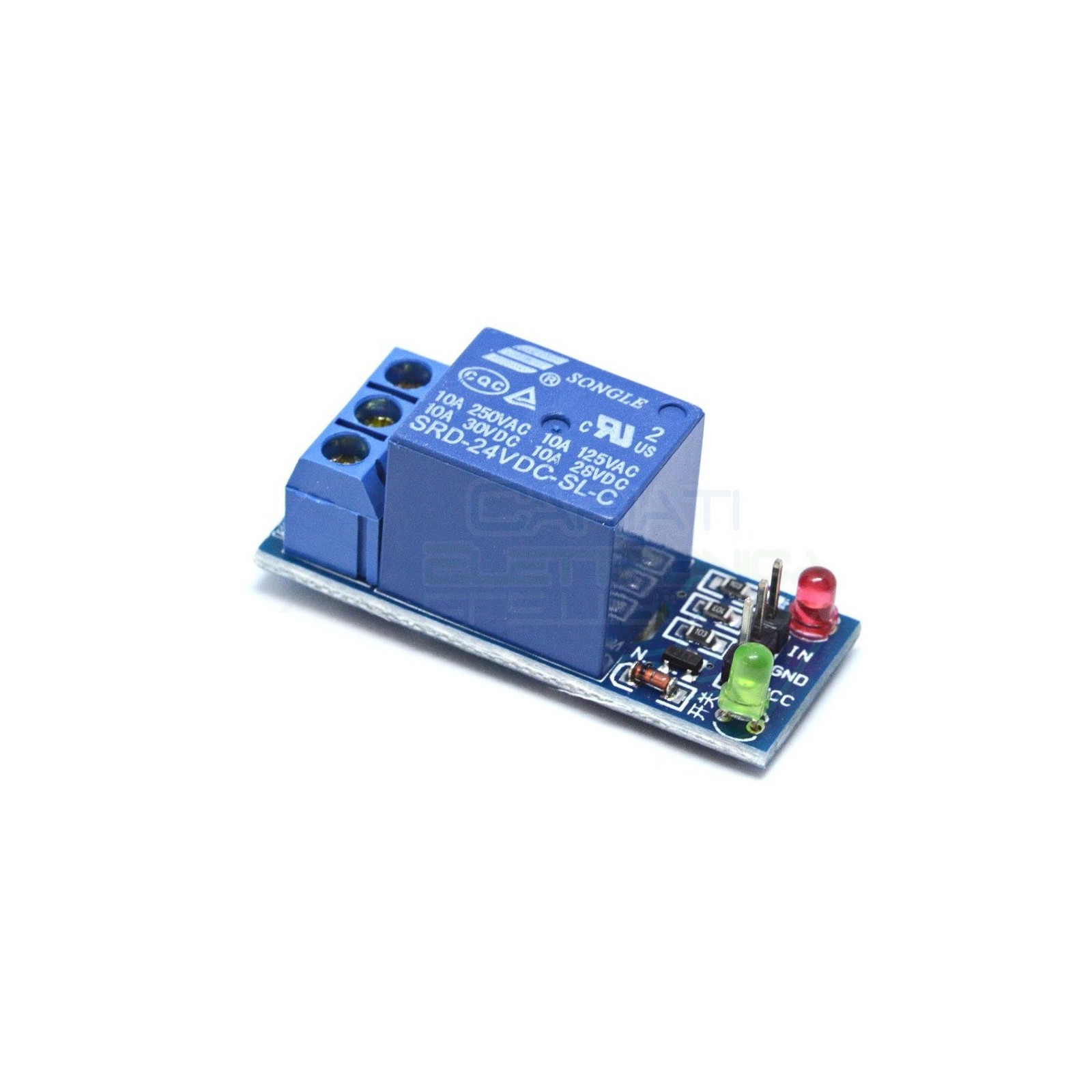 MODULO SCHEDA RELE' 1 CANALE OPTOISOLATO 10A 250V ARDUINO SHIELD 24Vdc