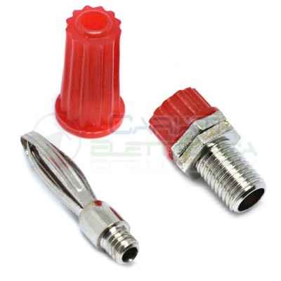 KIT Spina Boccola a Banana 4mm a Saldare con Connettore colore Rosso