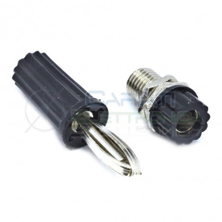 KIT Spina Boccola a Banana 4mm a Saldare con Connettore colore NERO