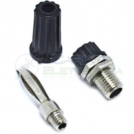 KIT Spina Boccola a Banana 4mm a Saldare con Connettore colore NERO
