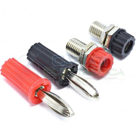 KIT Spine Boccole a Banana 4mm a Saldare con Connettori colore ROSSO NERO