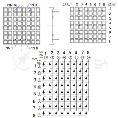 Matrice Matrix Led ROSSI 8X8 32x32mm 1088B