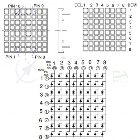 Matrice Matrix Led ROSSI 8X8 32x32mm 1088B