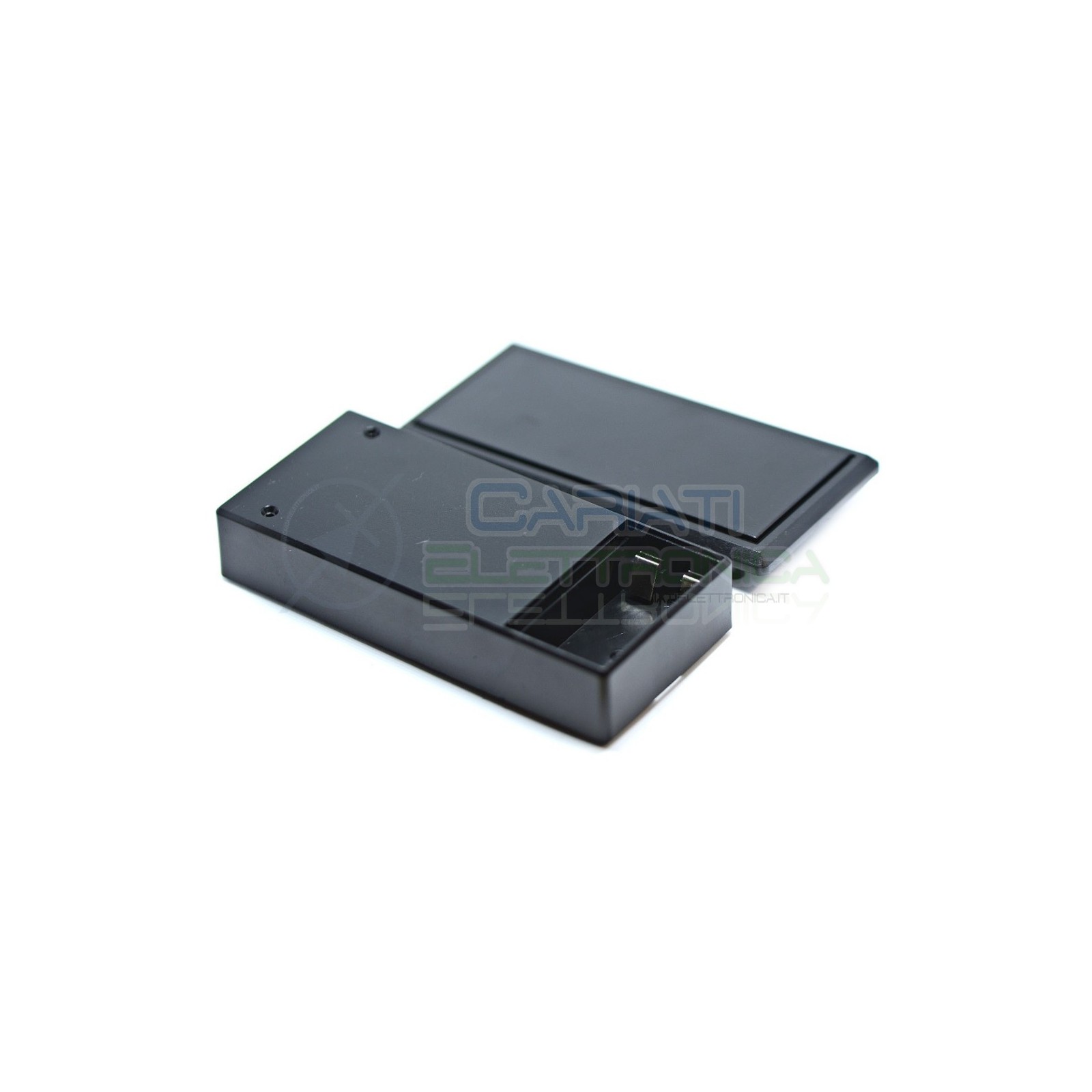 Contenitore custodia 130x60x29 mm con portabatteria AA o 9V in ABS nero