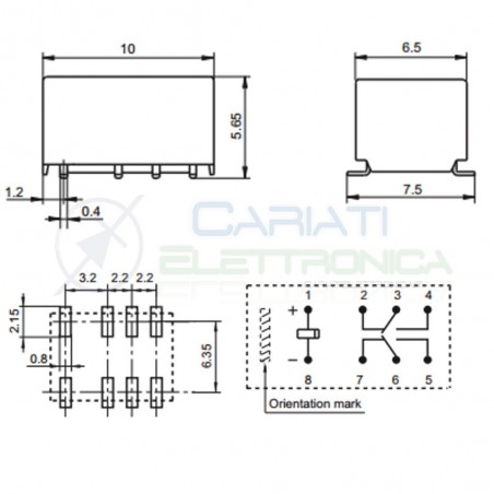 Relay Relè 12V Dc Doppio 2 Scambio NEC HFD4-012-S DPDT PCB