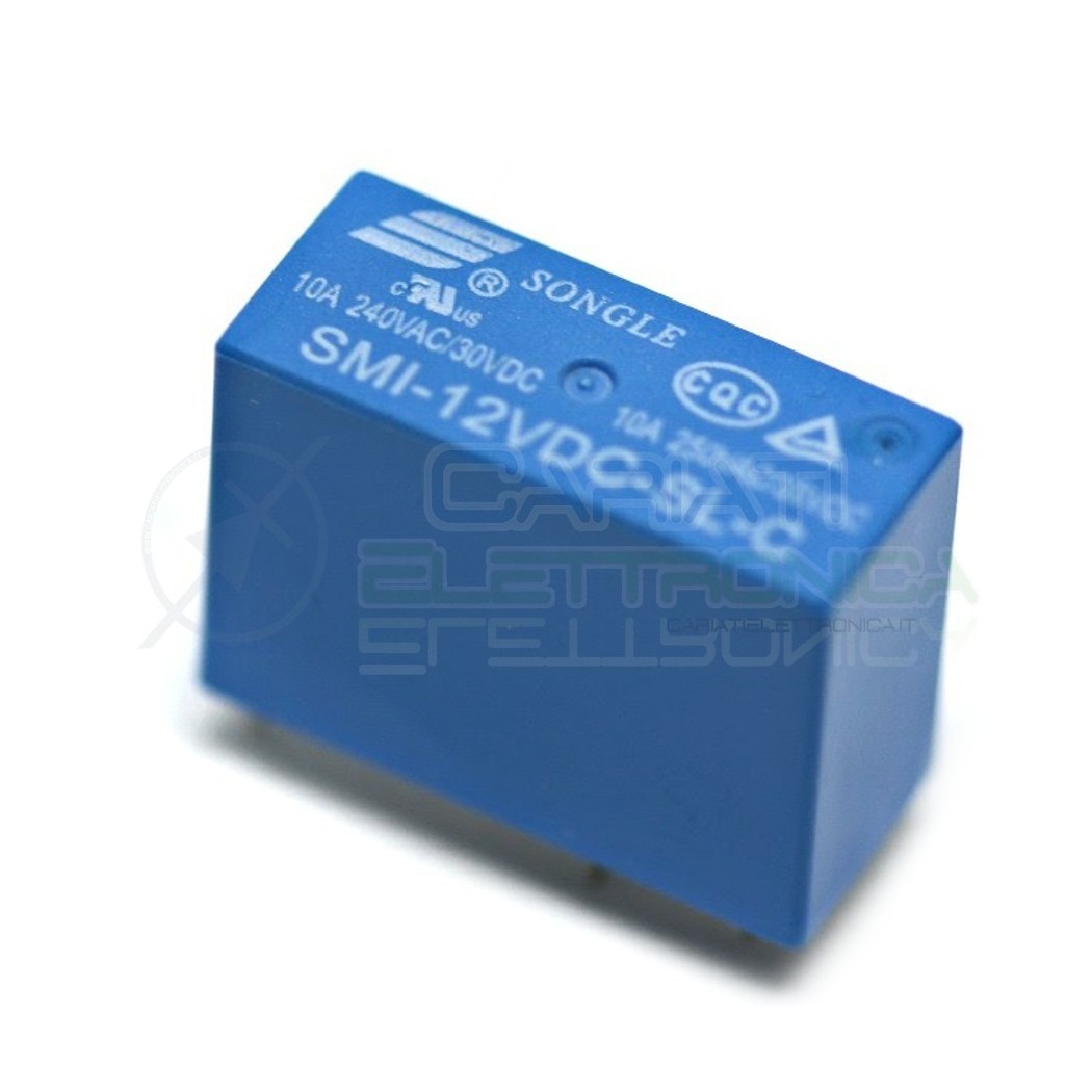 Relè Songle SMI-12VDC-SL-C con bobina da 12Vdc 10A 30Vdc 10A 250Vac SPDT