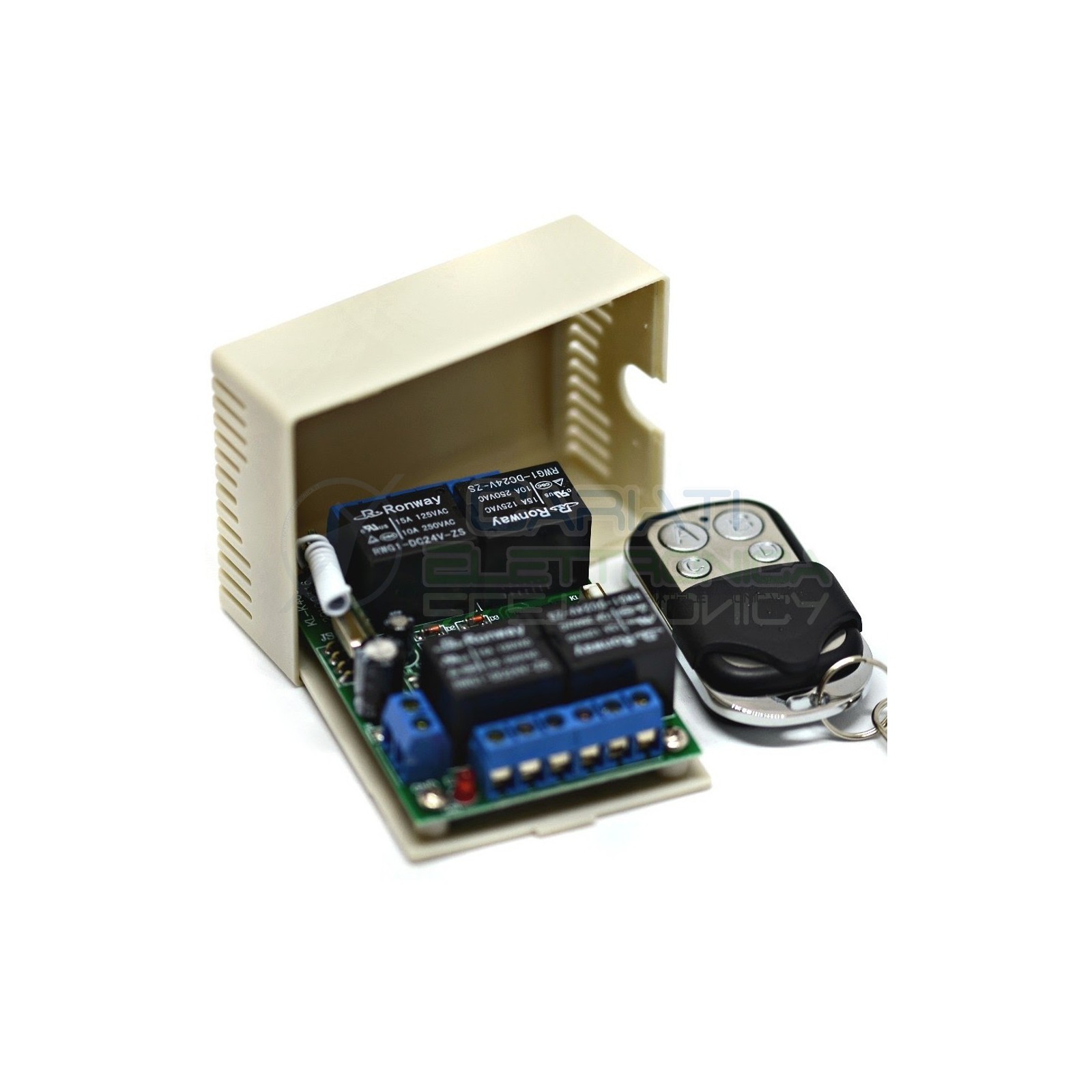 Scheda Ricevente Ricevitore 24V 433 Mhz 4 Relè Canali con Telecomando
