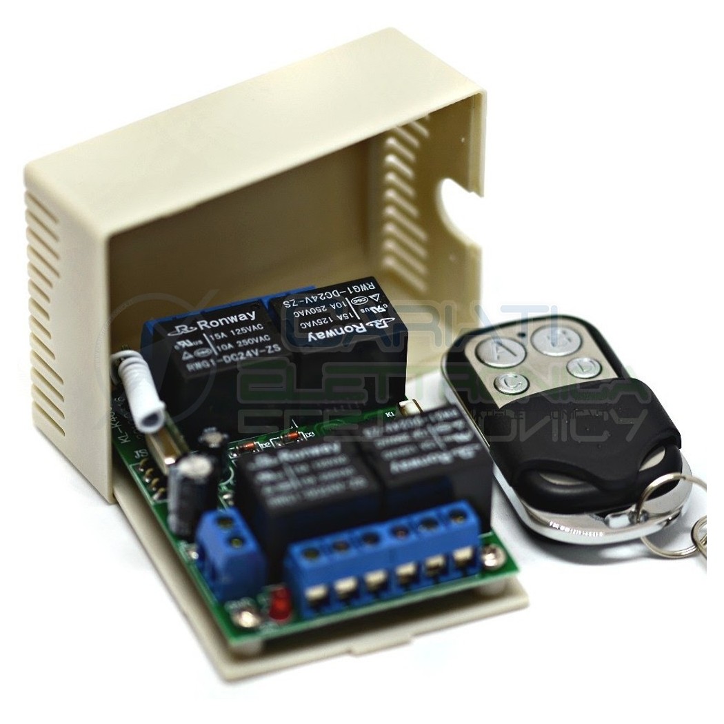 Scheda Ricevente Ricevitore 24V 433 Mhz 4 Relè Canali con Telecomando