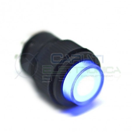 INTERRUTTORE LED BLU 12V ROTONDO DIAMETRO 18mm