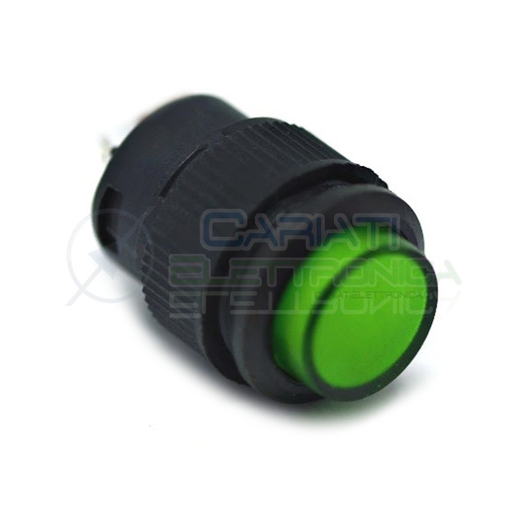 INTERRUTTORE LED VERDE 12V ROTONDO DIAMETRO 18mm