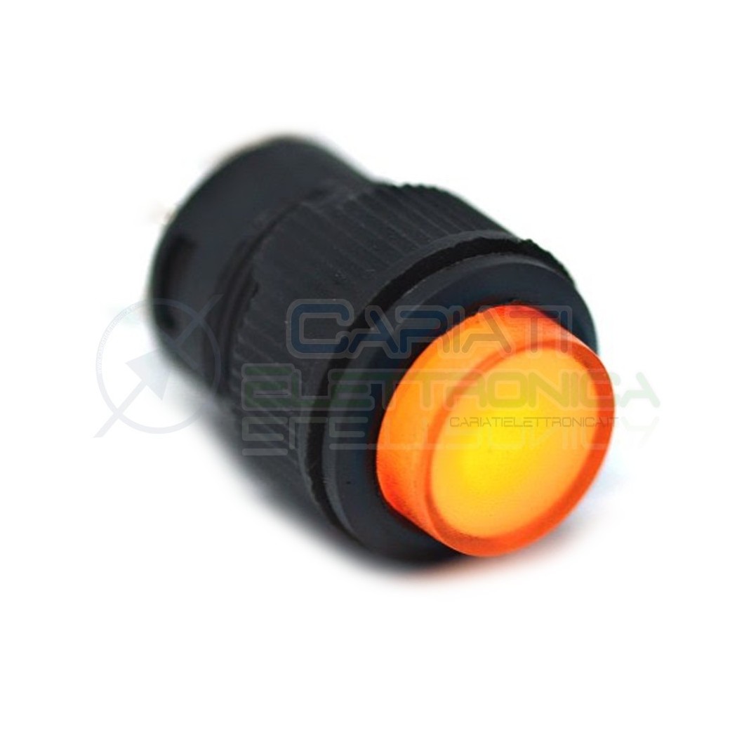 INTERRUTTORE LED GIALLO AMBRA 12V ROTONDO DIAMETRO 18mm