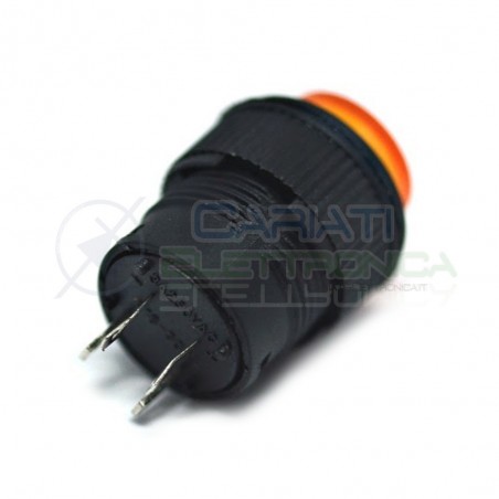 INTERRUTTORE LED GIALLO AMBRA 12V ROTONDO DIAMETRO 18mm