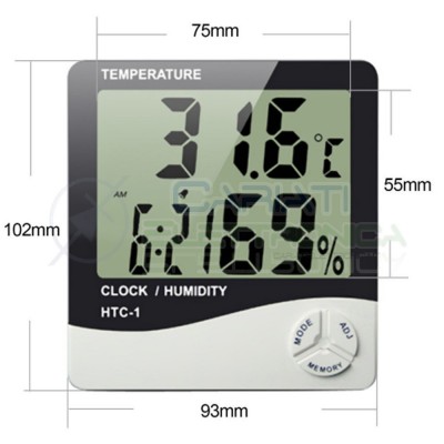 TERMOMETRO IGROMETRO OROLOGIO SENSORE DISPLAY DIGITALE HTC 1 HTC-1