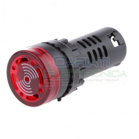 SPIA DI SEGNALAZIONE LUMINOSA SONORA 12V LED ROSSO BUZZER