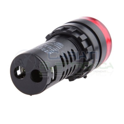 SPIA DI SEGNALAZIONE LUMINOSA SONORA 12V LED ROSSO BUZZER